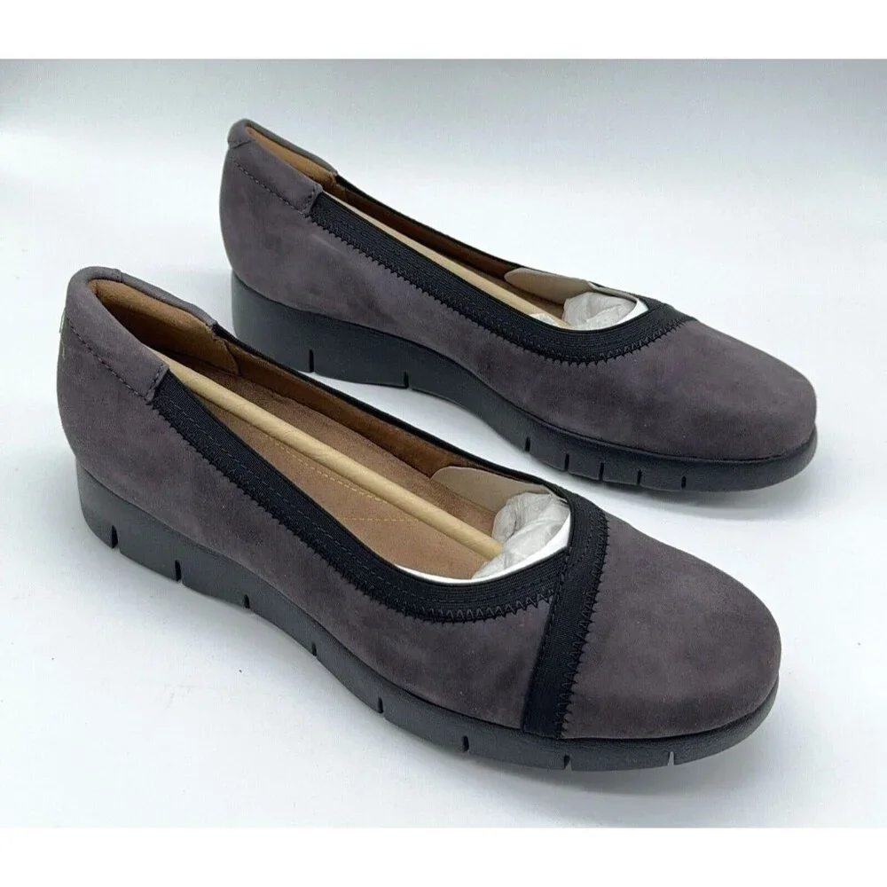 Clarks Artisan Nubuck Leather Slip On Shoes Daelyn Hill Purple Grey Platform 9 M - Picture 5 of 12